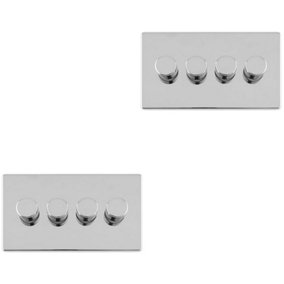2 PACK 4 Gang Dimmer Switch 2 Way LED SCREWLESS POLISHED CHROME Light Dimming