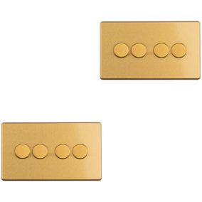 2 PACK 4 Gang Dimmer Switch 2 Way LED SCREWLESS SATIN BRASS Light Dimming Wall