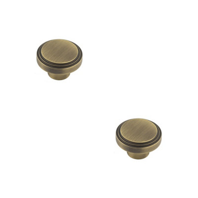 2 PACK 40mm Antique Brass Stepped Cupboard Knob for Stylish Interiors - Kitchen Cabinet Knob