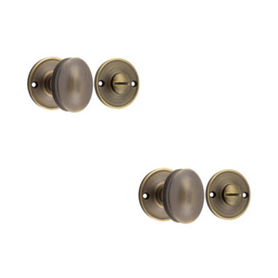 2 PACK 40mm Antique Brass Turn & Release for Luxury Door Knob - Door Handle