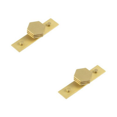 2 PACK 40mm Plain Satin Brass Cupboard Knob for Modern Interiors - Kitchen Cabinet Knob