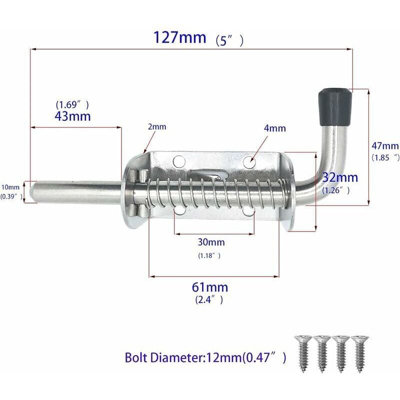 2 Pack 5 Inch Spring Loaded Locking Pin High Quality Carbon Steel ...