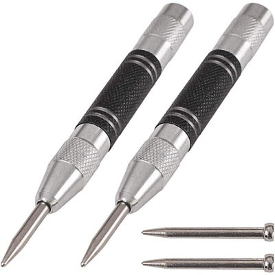 2 Pack 5 Spring Loaded Automatic Center Punch Adjustable Tension with 2 ...