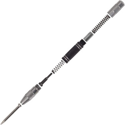 Automatic Center Punch 5-Inch – Spring-Loaded Adjustable Tension Punch Tool For Metal, Wood, Glass, Plastic, 2-Pack, No Hammer Needed