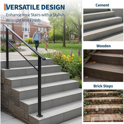 2 Pack 5 Step Outdoor Stair Handrail Kit for Step Safety Railing