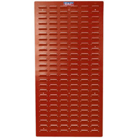 2 PACK - 500 x 1000mm Red Louvre Wall Mounted Storage Bin Panel - Warehouse Tray