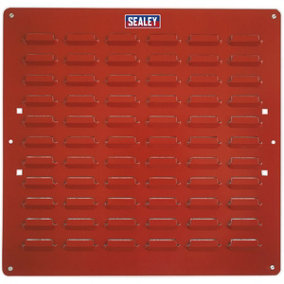 2 PACK - 500 x 500mm Red Louvre Wall Mounted Storage Bin Panel - Warehouse Tray