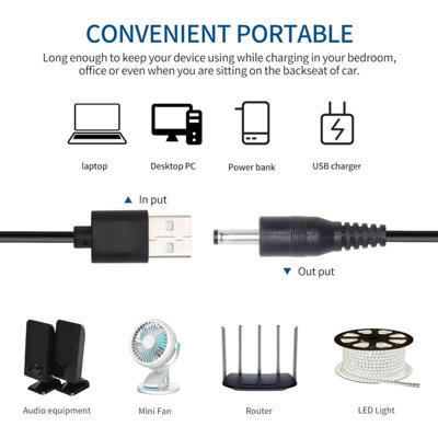 USB To DC 5V Power Cable – 5.5mm Plug For Laptops, Speakers, Chargers