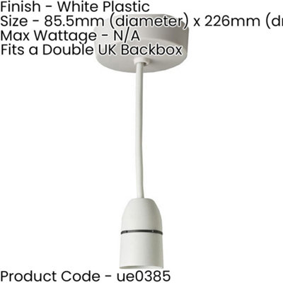 2-Meter Pendant Light Ceiling Rose Kit With E27 Holder - Adjustable Hanging Set