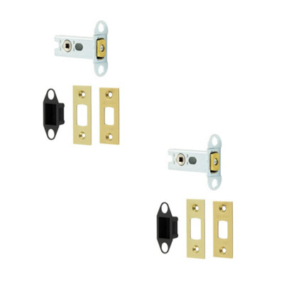 2 PACK 64mm Heavy Duty Satin Brass Tubular Deadbolts for Ultimate Security - Door Bolt