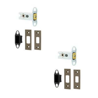 2 PACK 64mm Heavy Duty Tubular Deadbolts in Antique Brass for Maximum Security - Door Bolt