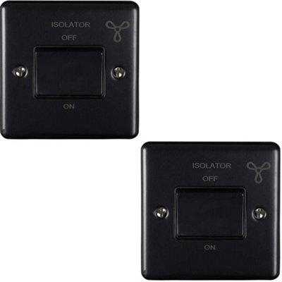 2 PACK 6A Extractor Fan Isolator Switch MATT BLACK & Black Trim 3 Pole Shower DIY at B&Q