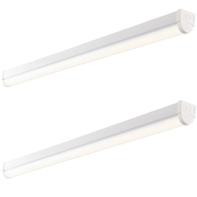 2 PACK 6ft High Lumen Batten Light 68.5W Cool White LED Gloss White Opal