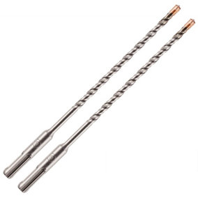 2 Pack - 6mm x 310mm Long SDS Plus Drill Bits. TCT Cross Tip With Copper Coating. High Performance Hammer Drill Bits