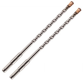 2 Pack - 7mm x 210mm Long SDS Plus Drill Bits. TCT Cross Tip With Copper Coating. High Performance Hammer Drill Bits