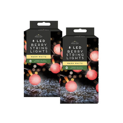 2 Pack 8 LED Berry String Lights Battery Operated Indoor Fairy Lights ...