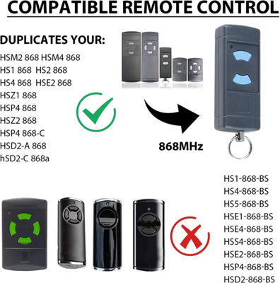 DDcafor Mando A Distancia Compatible Con Hörmann HSE4-868-BS HSE2-868