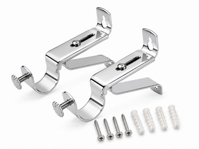 2 Pack A Type Brackets 28mm Adjustable Curtain Pole Brackets Chrome ...