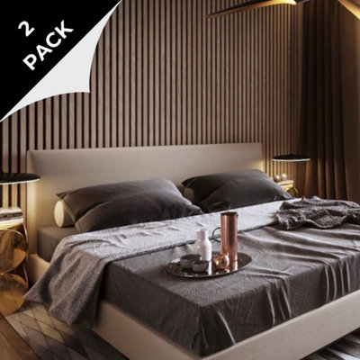 2 PACK Acoustic Wood Slat Wall Panel in Walnut 240cm x 60cm by Wood ...