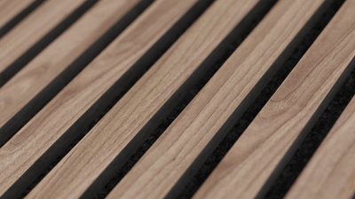 2 PACK Acoustic Wood Slat Wall Panel in Walnut 240cm x 60cm by Wood ...
