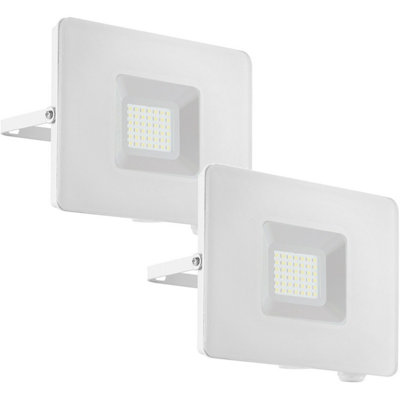 2 Pack Adjustable 30W IP65 Outdoor Wall Flood Lights - White LED Porch Lamps