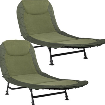 2 PACK Adjustable Fleece Camping & Fishing Bedchair - Pillow & Levelling Feet