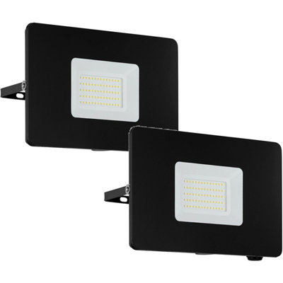 2 Pack Adjustable IP65 Outdoor LED Flood Lights - 50W Black Porch Lamps