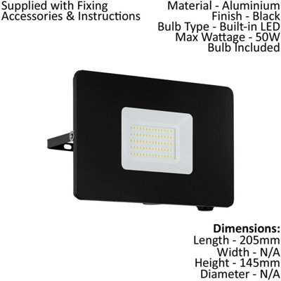 2 Pack Adjustable IP65 Outdoor LED Flood Lights - 50W Black Porch Lamps