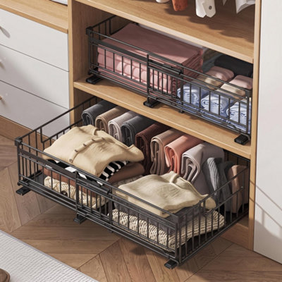 2 Pack Adjustable Pull Out Cupboard Organiser, 32.5-50 cm Kitchen ...