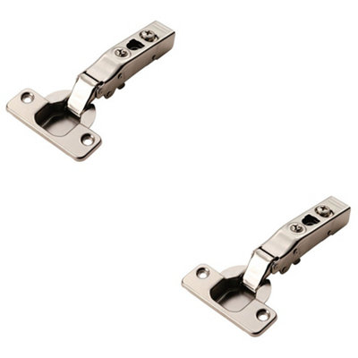 2 PACK - Adjustable Soft Close Cupboard Hinges - Polished Nickel - Inset Cabinet Unit