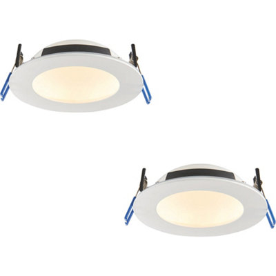 2 PACK Anti-Glare Recessed IP65 Ceiling Downlight - 12W CCT LED - Matt White