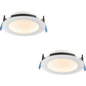 2 PACK Anti-Glare Recessed IP65 Ceiling Downlight - 15W CCT LED - Matt White