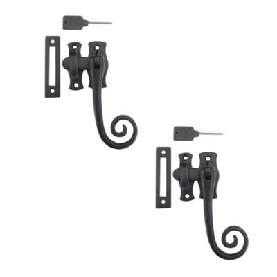 2 PACK Antique Black Range Locking Fasteners 100mm - Security and Style - Window Handle
