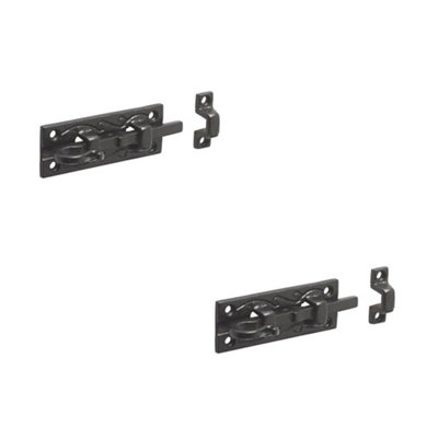 2 PACK Antique Black Straight Bolts 100mm - Classic Hardware for Timeless Designs - Door Bolt Lock
