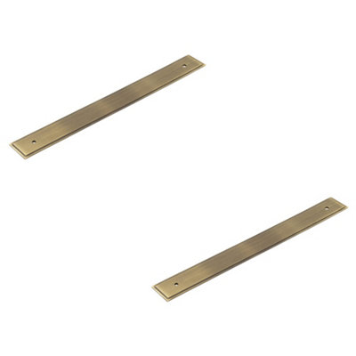 2 PACK Antique Brass Backplate for Cabinet Handle 268x30mm - Elegant Hardware Upgrade - Kitchen Drawer Pull Handle