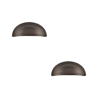 2 PACK Antique Brass Cup Pulls for Cabinets - Stylish Upgrade for Your Home - Kitchen Drawer Pull Handle