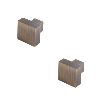 2 PACK Antique Brass Cupboard Knob for Modern Decor - Kitchen Cabinet Knob