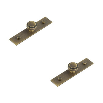 2 PACK Antique Brass Cupboard Knob with Stepped Backplate - 30mm & 40mm Sizes - Kitchen Cabinet Knob