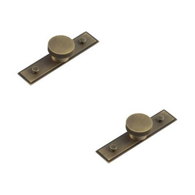 2 PACK Antique Brass Cupboard Knob with Stepped Backplate - 40mm Size - Kitchen Cabinet Knob