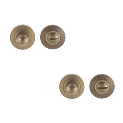 2 PACK Antique Brass Inner Turn & Release Lock with 7 Rose Options - Door Handle