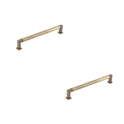 2 PACK Antique Brass Round Cabinet Handle - 224mm Premium Quality - Kitchen Drawer Pull Handle
