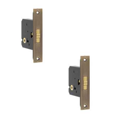 2 PACK Antique Brass Sliding Door Bathroom Lock for Privacy and Security - Door Lock