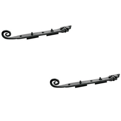 2 PACK Antique Curly Tail Casement Stays 250mm in Elegant Black Finish - Window Peg Bar