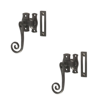 2 PACK Antique Style 100mm Black Locking Fasteners for Secure Range - Window Handle