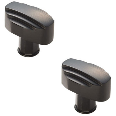 2 PACK - Art Deco Cabinet Door Knob - 30mm Matt Black Kitchen Cupboard Pull Handle