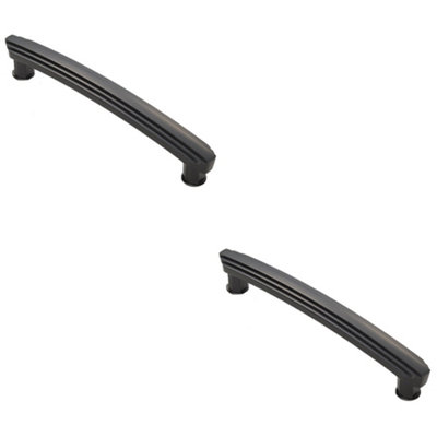 2 PACK - Art Deco Kitchen Pull Handle - Matt Black - 160mm Centres Shaker Cabinet Drawer