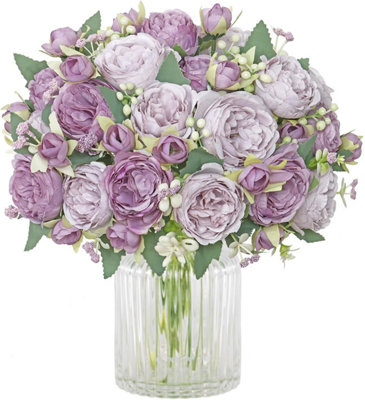 2 Pack Artificial silk peony bouquets for wedding parties, centerpieces ...