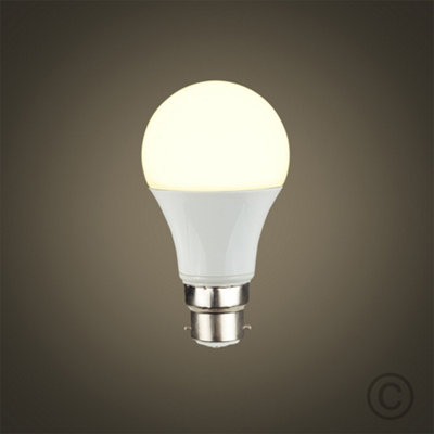 2 Pack B22 White Thermal Plastic GLS LED 6W Warm White 3000K 500lm Light Bulb