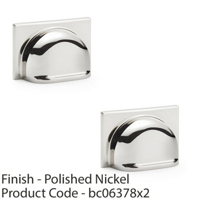 2 PACK - Backplate Cup Handle Polished Nickel 40mm Centres Solid Brass ...