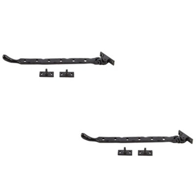 2 PACK Black Bulb End Casement Stays - 315x15x6mm for Durable Window Support - Window Peg Bar